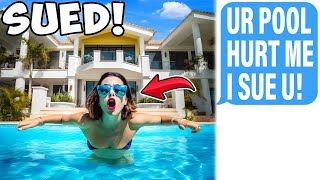 HOA Karen Has Pool Party On My Property! SUES Me After She HURTS Herself!