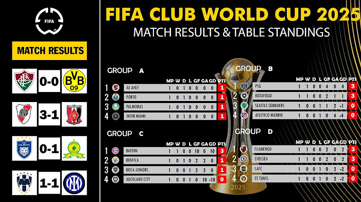 FIFA Club World Cup 2025: Match Results & Table Standings - FIFA Club World Cup USA