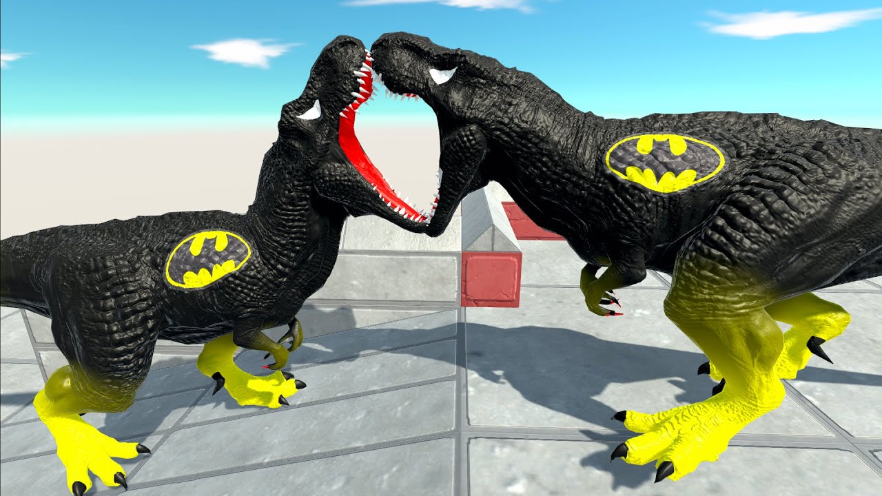 BATMAN T-REX vs BATMAN T-REX DEATH FALL - Animal Revolt Battle Simulator -  YouTube