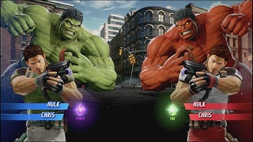 Hulk and Chris vs Red Hulk and Chris - MARVEL VS. CAPCOM: INFINITE