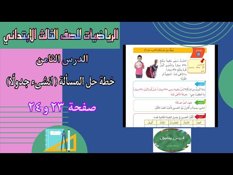 الدرس ٨ الفصل ١ خطة حل المسألة انشىء جدول ا صفحة ٢٣ و ٢٤ رياضيات صف ثالث ابتدائي الدرس ٨ الفصل ١ خطة حل المسألة انشىء جدول ا صفحة ٢٣ و ٢٤ رياضيات صف ثالث ابتدائي
