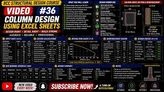 RCC Structural Design #36 | Column Design Using Excel Sheets – Step-by-Step | BS 8110