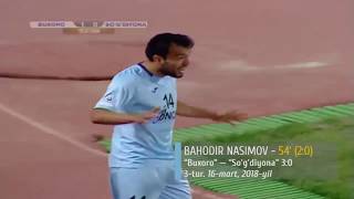 Superliga, 3-tur. Buxoro – So‘g‘diyona 3:0. Bahodir Nasimov goli (16.03.2018)