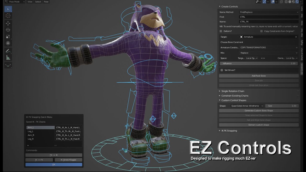 EZ Controls - Blender Rigging assistant and custom snapping solution - Blender Market