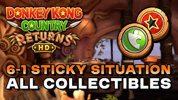 Donkey Kong Country Returns HD - 6-1 Sticky Situation (All Puzzle Pieces & Kong Letters)