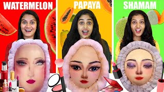 FRUIT MAKEUP CHALLENGE  | WATERMELON Vs PAPAYA Vs SHAMAM | ആര് ജയിക്കും ? | PULLOTHI