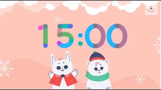 15 Minute Countdown Timer | Winter Animals | Holiday Music