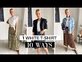 STYLING A BASIC WHITE T-SHIRT | casual & dressy looks with pieces you already own