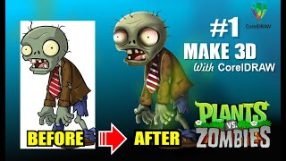 Plant vs Zombie Part 1 -  How to make 3D picture of zombie in game Plant vs Zombie using CorelDraw screenshot 5