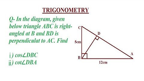 in the diagram given below triangle ABC is right angled at B and BD is...