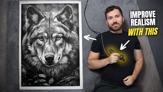 The Drawing Tool That NO ONE Uses : Hyperrealistic Charcoal Wolf Drawing