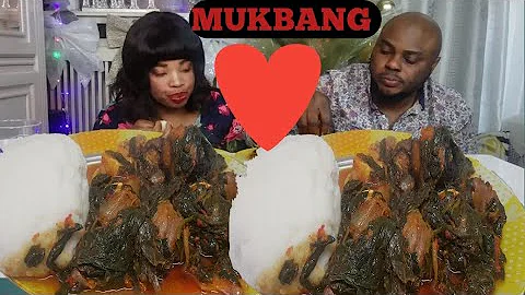 NEW YEAR EFO RIRO (VEGETABLE SOUP) WITH POUNDED YAM MUKBANG ASMR
