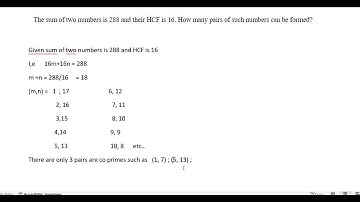 The sum of two numbers is 288 and their HCF is 16. How many pairs of such numbers