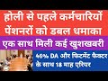 केंद्र की मोदी सरकार का बड़ा ऐलान।होली से पहले कर्मचारियों पेंशनरों को बड़ा तोहफा।