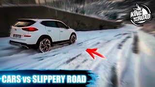 Cars Stuck in Snow! Cars vs slippery and icy road & spin outs 2022