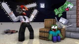 Monster School : CHAINSAW MAN HORROR CHALLENGE - Minecraft Animation