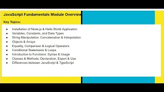 Overview of JavaScript Fundamentals Module