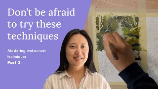 Mastering wet-on-wet techniques with watercolor painting (Part 3 - Subtractive washes)