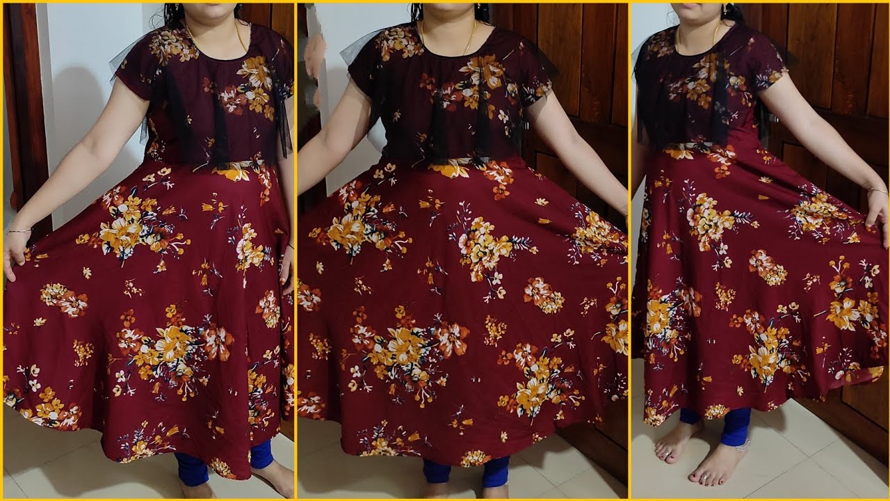 Simple and easy cape modal umbrella kurti cutting and stitching in