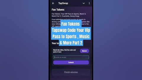 Fan Tokens Tapswap Code | Your Vip Pass to Sports , Music & More | Part 2
