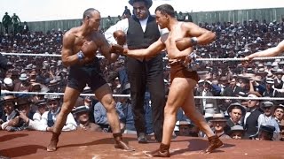 Tommy Burns vs Bill Squires (04.07.1907) – HQ Colorized Highlights | Early Heavyweight Championship