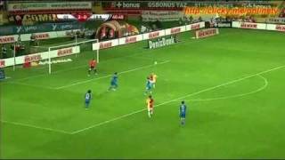 Milan Baros scores incredible goal while lying on ground and completed hattrick 26.09.2010