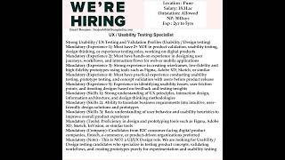 #urgentjobs  at #pune  - #USABILITYTESTING  - #PleaseShare