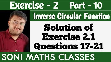Solution of Exercise 2.1(Questions 17-21) | Inverse Circular Function | 12th RBSE math