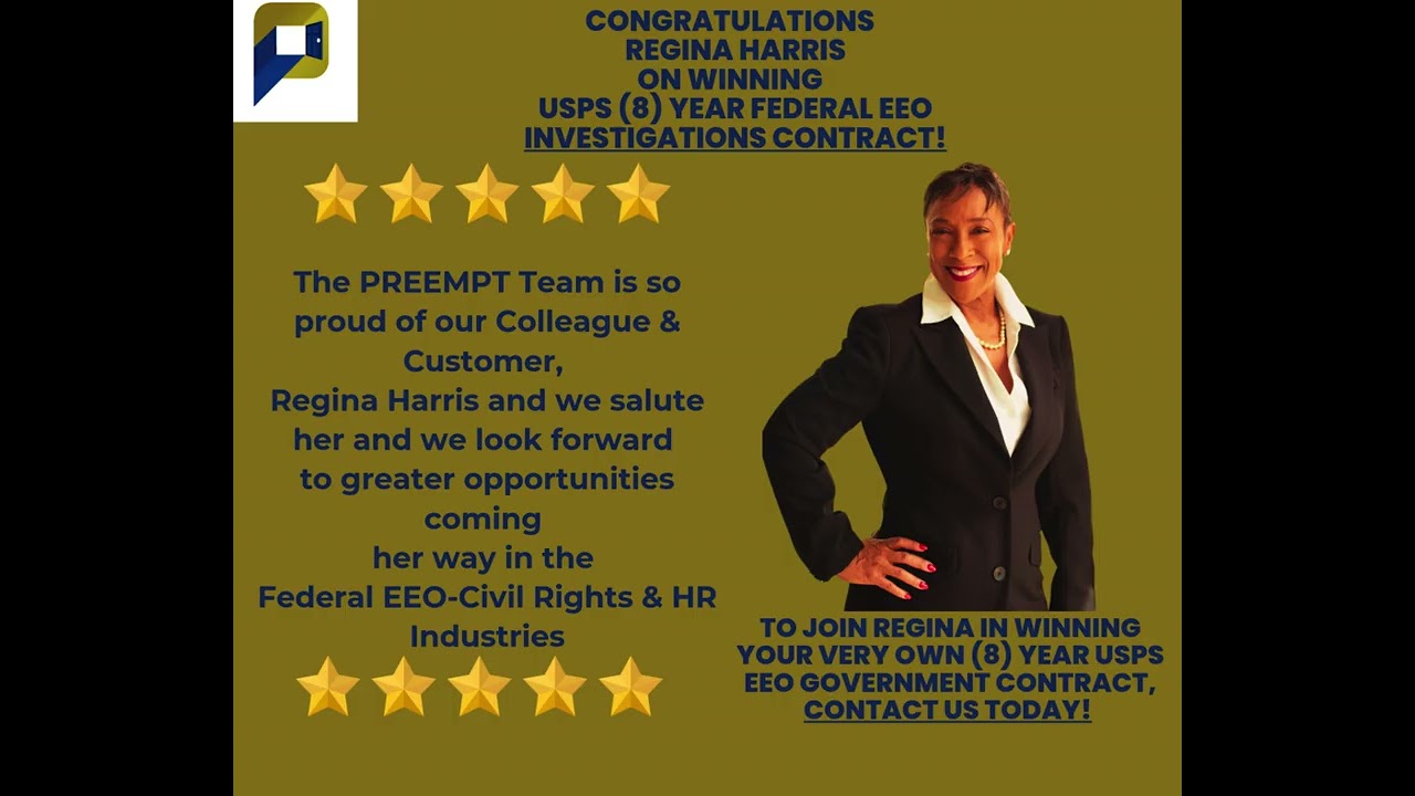 PREEMPT Congrats Regina Harris USPS 8 year EEO contract PREEMPT Congrats Regina Harris USPS 8 year EEO contract
