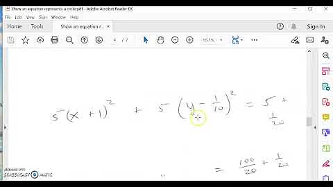 Show the equation represents a circle