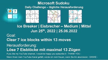 Microsoft Sudoku | Ice Breaker - Medium | Jun 25, 2022 | Daily Challenges