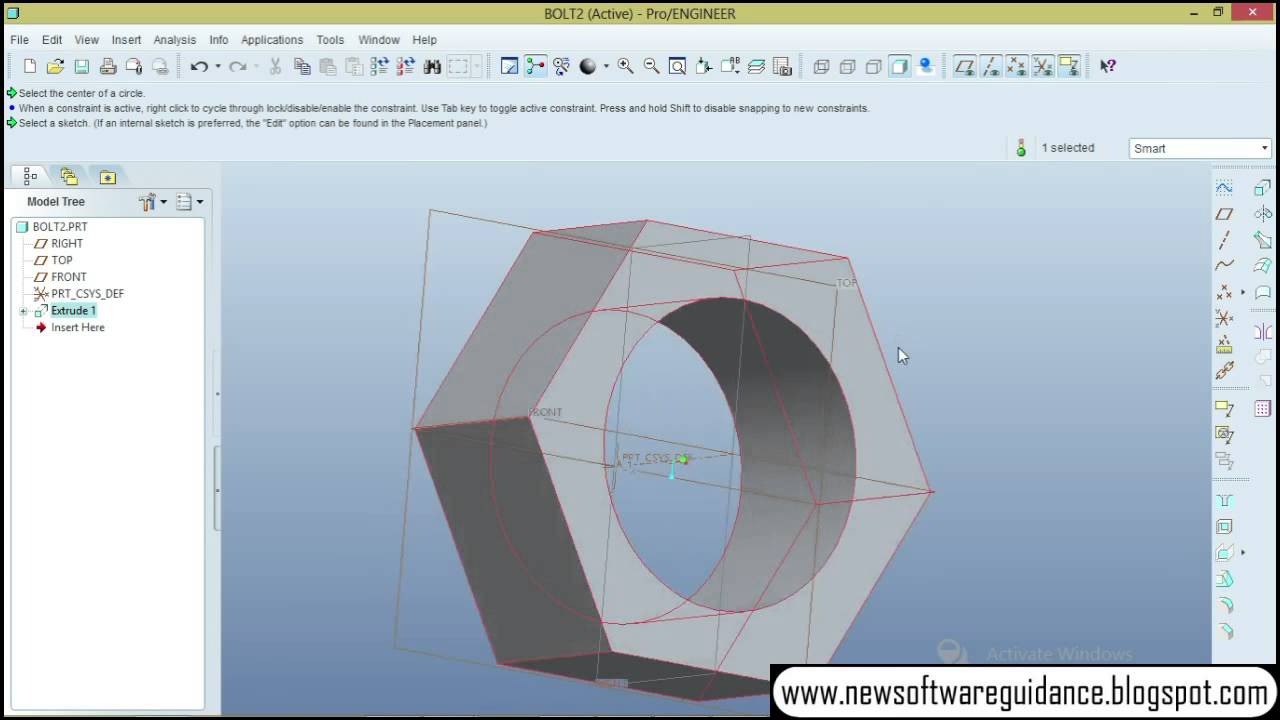 ASSEMBLING OF NUT AND BOLT IN PRO E - YouTube
