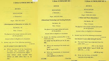 BA 3rd Semester Education Honours CBCS Question 2022 Gauhati University
