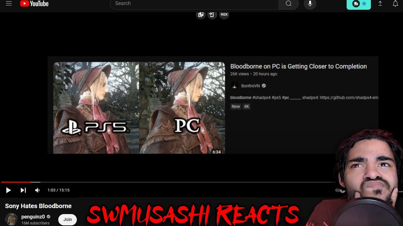 SWMusashi Reacts: Penguinz0 - Sony Hates Bloodborne