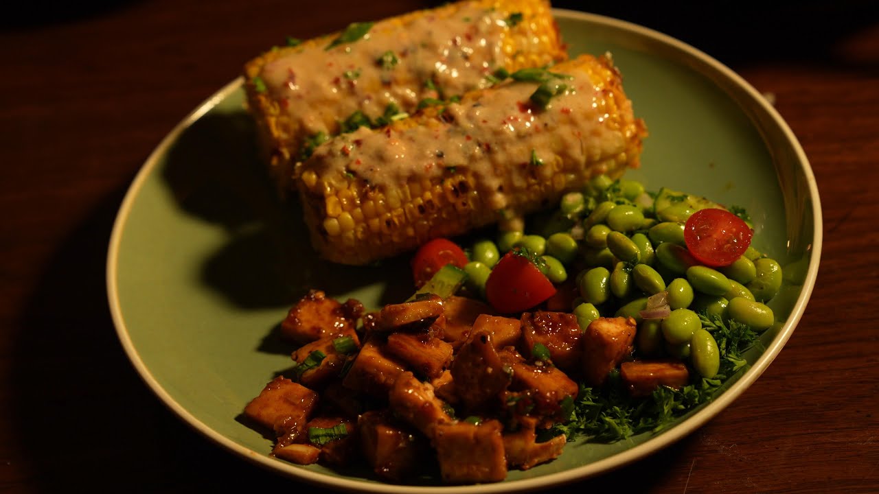 Charred Corn in Coconut Sauce & Honey Soy Tofu | Rustic Harvest Story