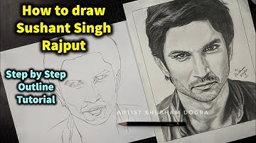 How to draw Sushant Singh Rajput Step by Step  // full sketch outline tutorial for beginners