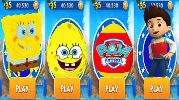 Tag with Ryan SpongeBob vs PAW Patrol Ryder Run Mystery Surprise Egg Search Video - All Characters