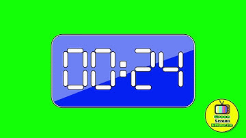 Digital Blue clock 30 seconds countdown green screen video