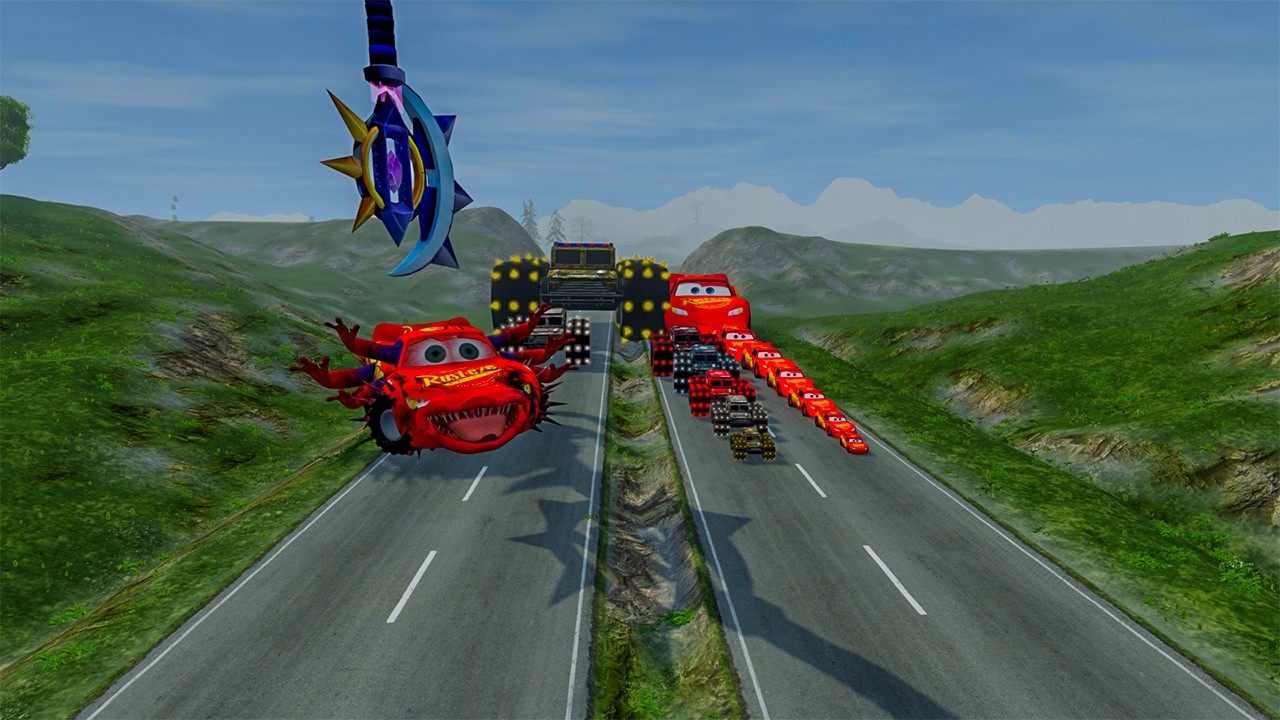 Big & Small McQueen & Police Car vs Zombie McQueen, Huge Pit Race - Beamng drive