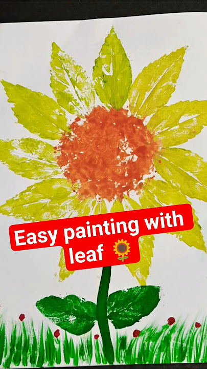 Easy painting with leaf 🌻#shorts  #art #shortsfeed #viral #youtubeshorts  @deswal-v3e