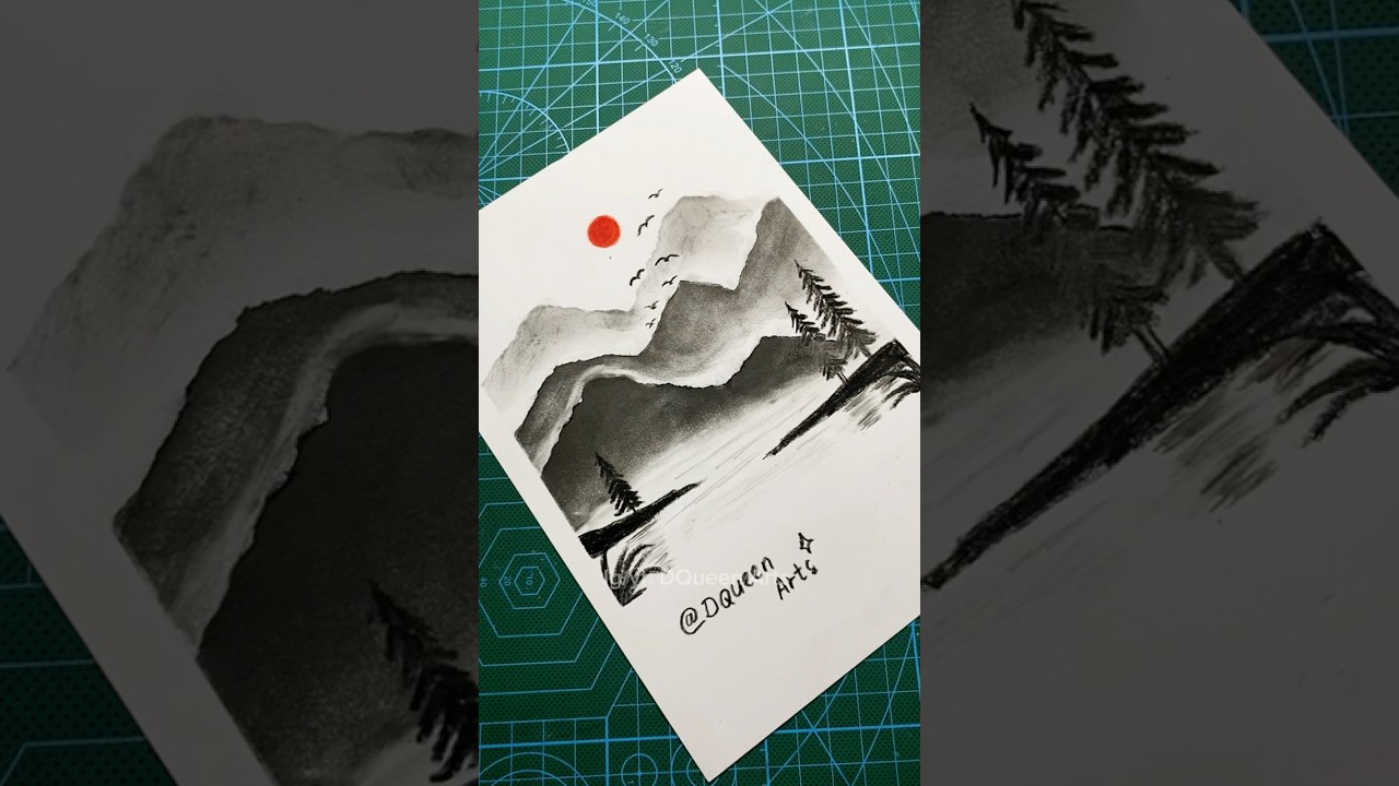 Cara gambar gunung pakai PENSIL AJA ✏️⛰️ #art #drawing #drawingtutorial #howtodraw #dqueenarts