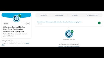 CRM Analytics and Einstein Disc. Cons. Certification Maintenance (Spring 