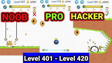 NOOB vs PRO vs HACKER || Level 401 - Level 420 || Draw To Save || Dog Rescue || Save The Dog
