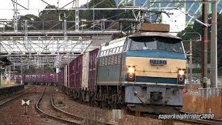 JR貨物 EF66 24号機+コキ24B 貨物列車5077レ 広島→幡生 2014.3