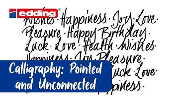 Pointed and connected alphabet calligraphy training with edding