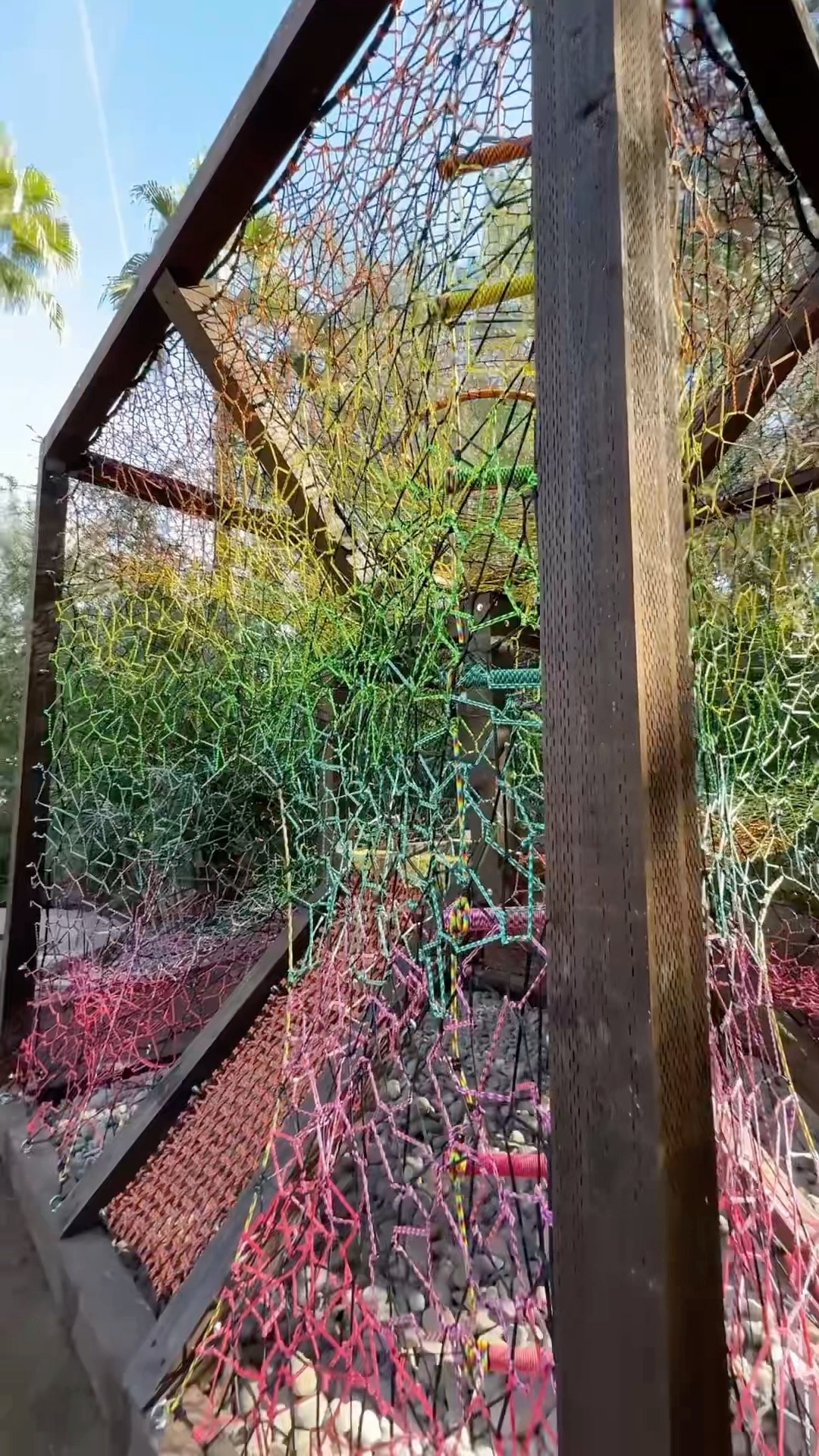 Dad builds rainbow maze playground! ?