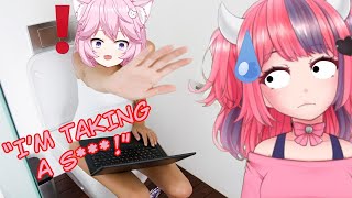 Ironmouse Finds Nyanners in the Bathroom