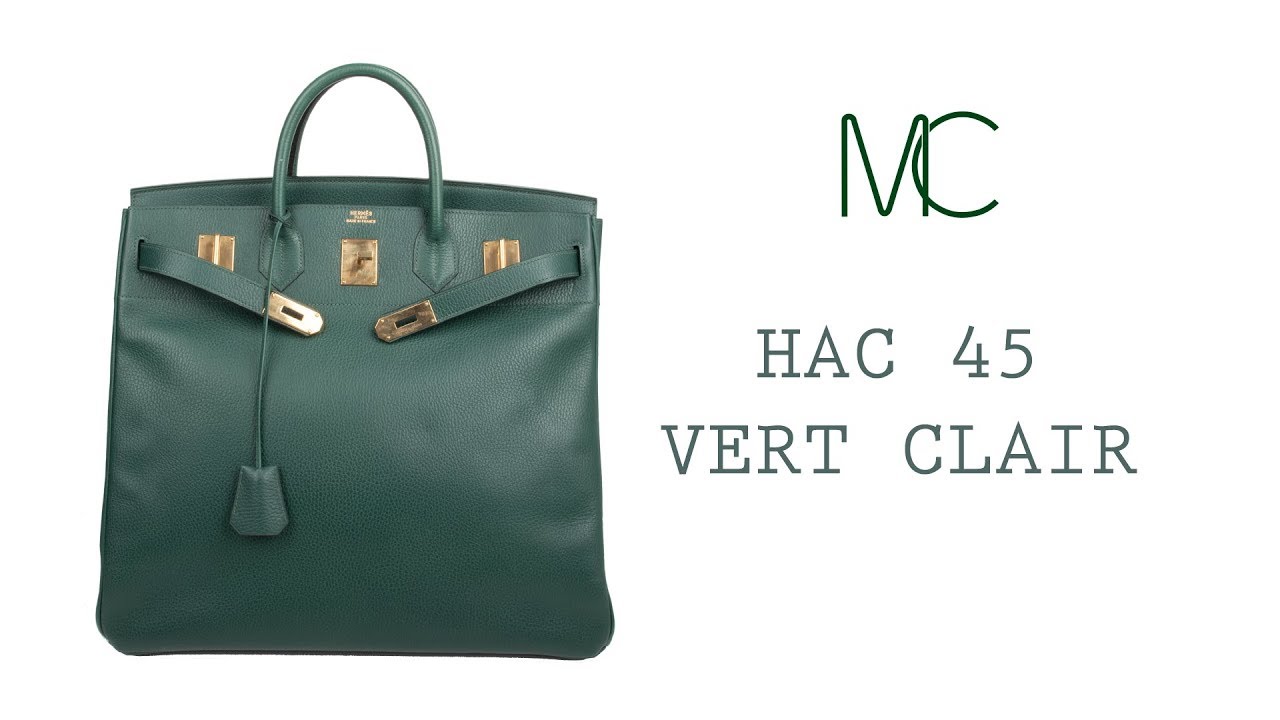 Hermes Hac 45 Vert Clair Brass Hardware Ardennes Leather – Mightychic