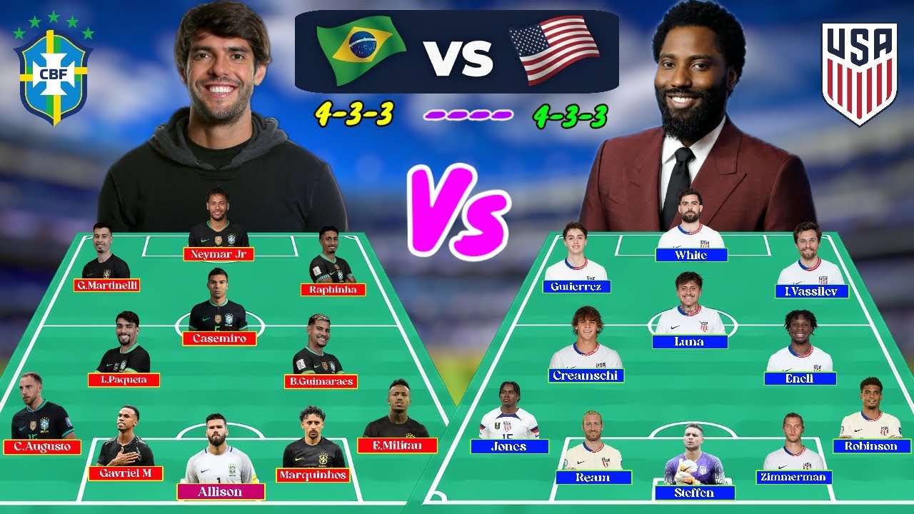 John David Washington Vs Ricardo Kaka Predicted Brazil and USA Football Squad With Carlo Ancelotti