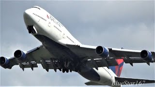 Delta Air Lines Boeing 747-400 (N665US) takeoff from AMS/EHAM (Amsterdam Schiphol) RWY 24